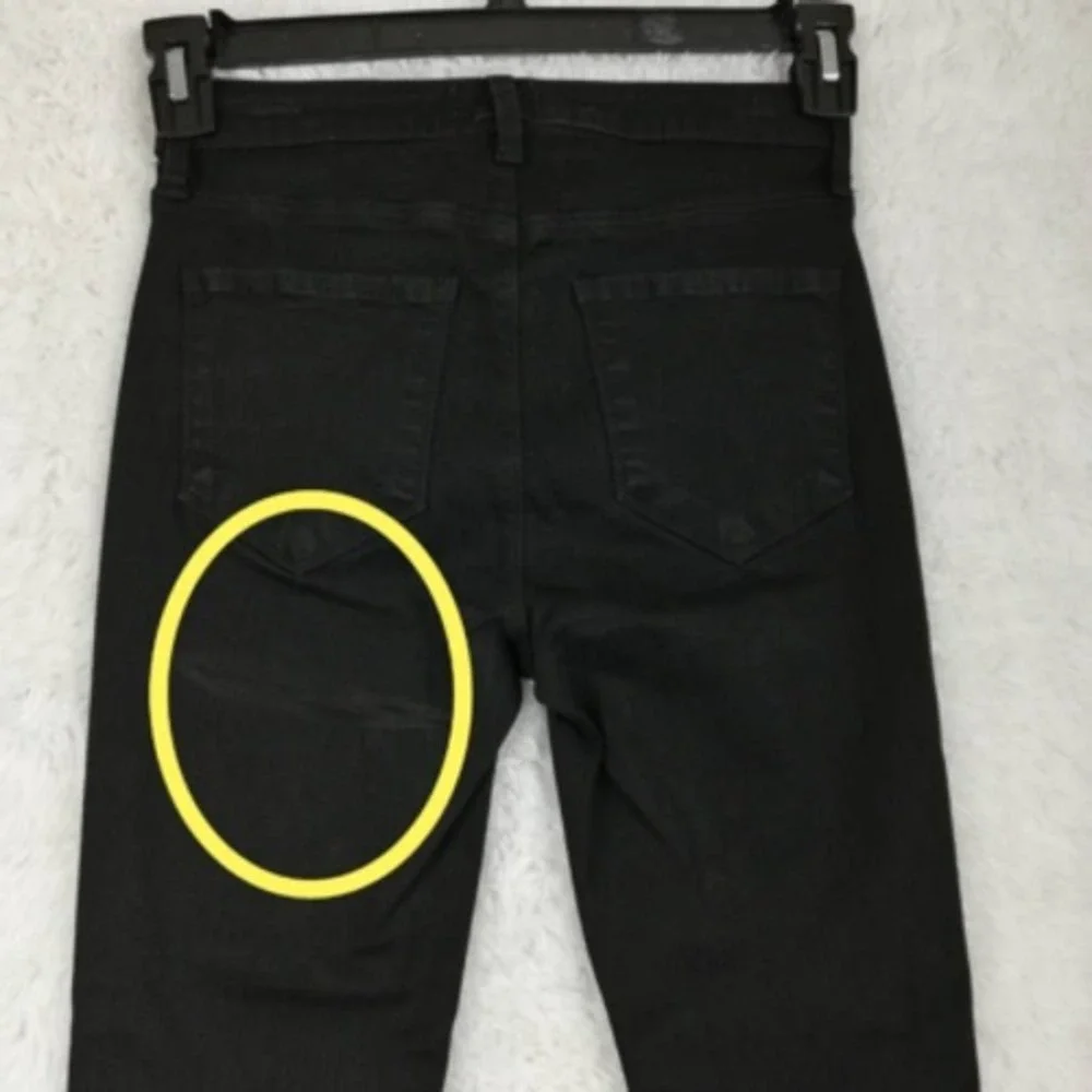 Lagence Womens Jeans Straight Leg Black‎ Stretch Embroidered Ankle Mid Rise 25